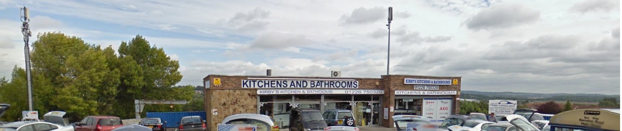 The Kirbys Kitchens & Bathrooms showroom on Barnsley Road, Wombwell, with its kitchens and bathrooms signage